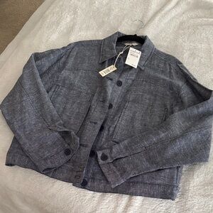 Max Studio Charcoal Blue linen jacket